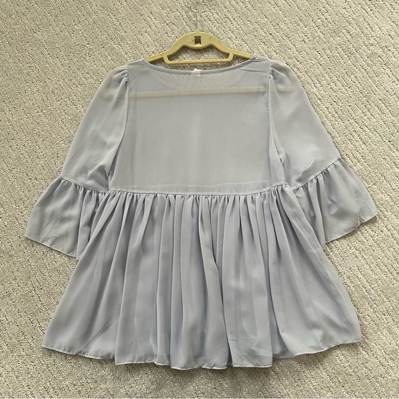 Blue Chiffon Flowy Blouse - Picture 2 of 2